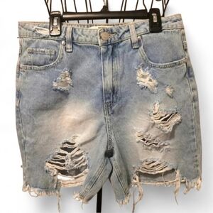 Madden NYC Distressed Destroyed Denim shorts Womens Junior 7 Summer Beach Vacay